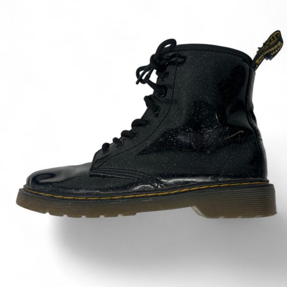 Doc Marten 1460 Black Glitter Lace Up Boots Size 3 Combat Shinny Ankle Boot - Picture 3 of 7
